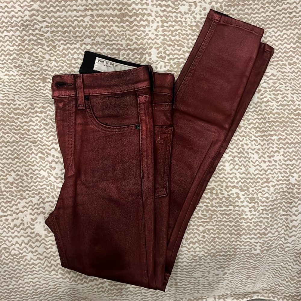 Rag & Bone Metallic Coated Skinny Jeans Size 25